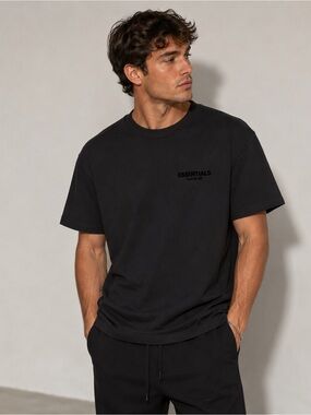 Fear of God Essentials Black Logo T-Shirt Oversized Streetwear Tee Size M